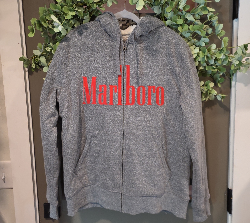 Sonoma Gray Zip-Up Hoodie with Custom Marlboro Front And Back Logo